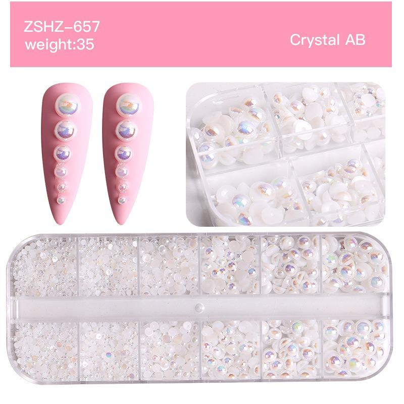 12'li Karışık Boy Nail Art Inci Taşları Tırnak Süsleme Crystal