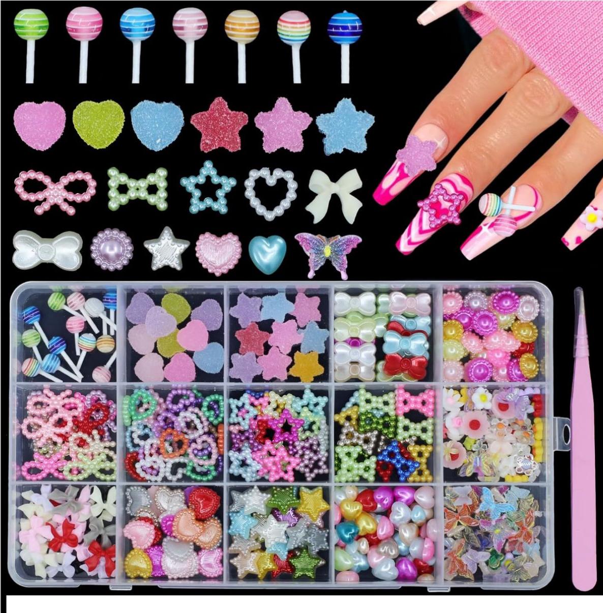 15 Farklı Çeşit 3D Tırnak Süsleri Tırnak Charm Nail Charms Nail Art Objeleri Tırnak Süs