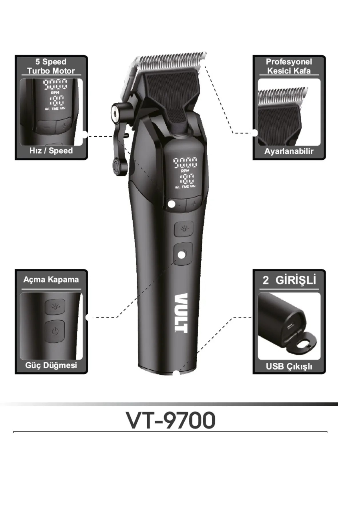 VULT VT-9700 profesyonel saç-sakal tıraş makinesi