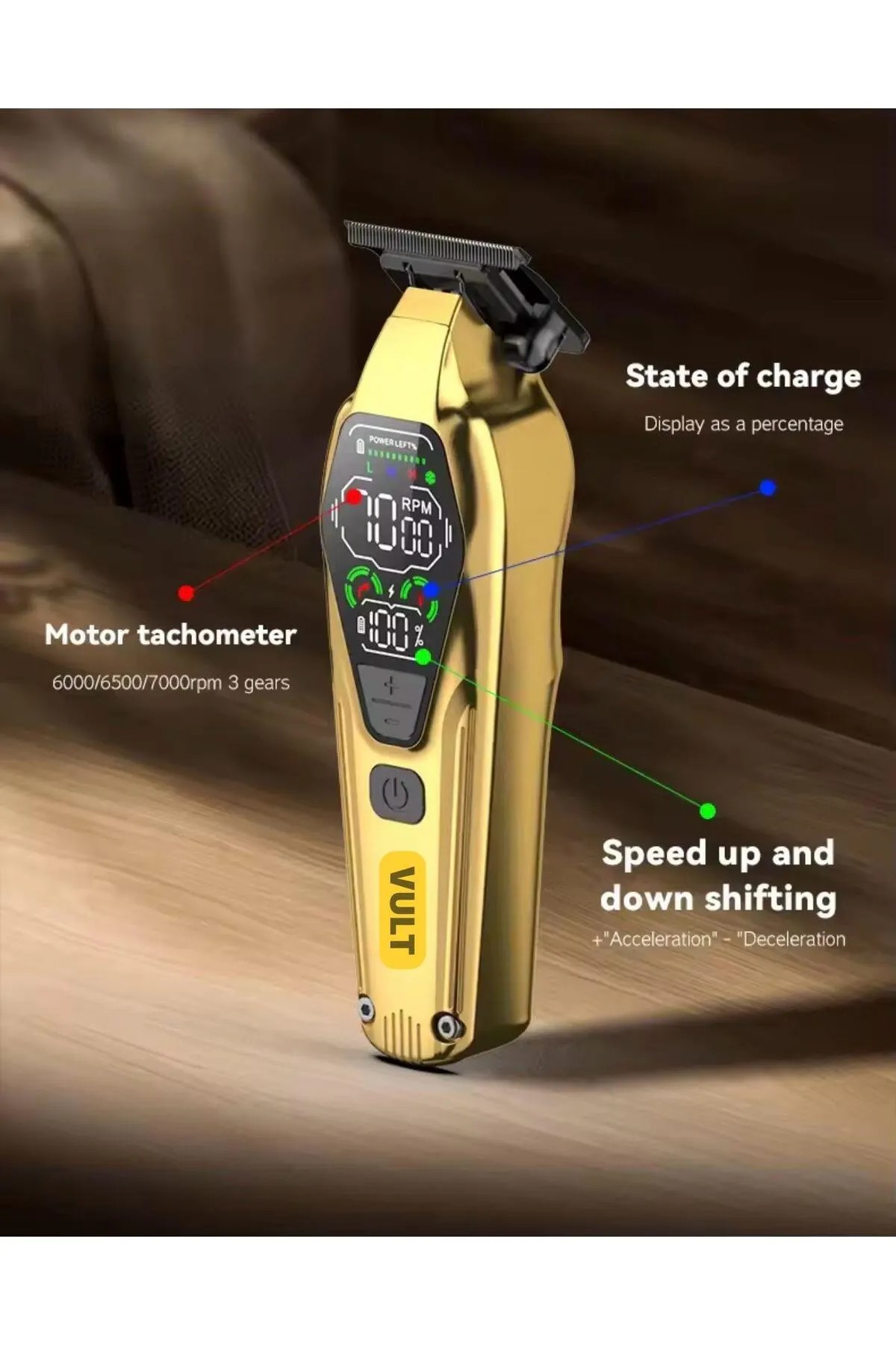 Vt-4500 Profesyonel Sakal Traş Makinesi Ense Ve Çizim Makinesi Diğital Göstergeli Ve Kademeli