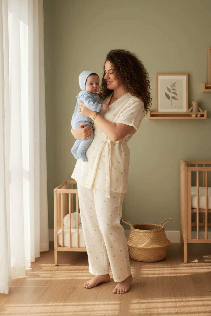 Anne Bebek Takımı | Mavi Kalp Desenli | DLB 1053