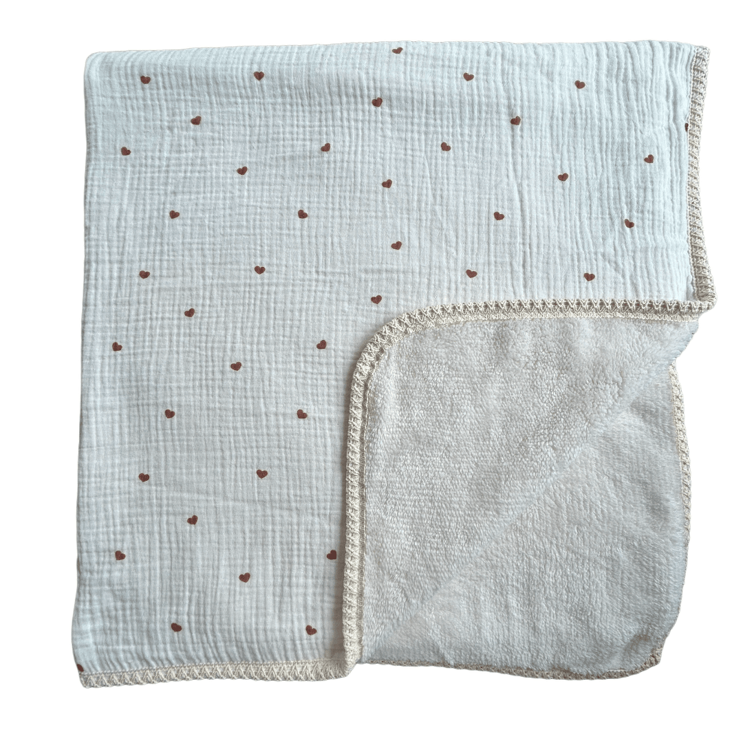 Winter Double Layer Muslin Baby Blanket / Heart Pattern
