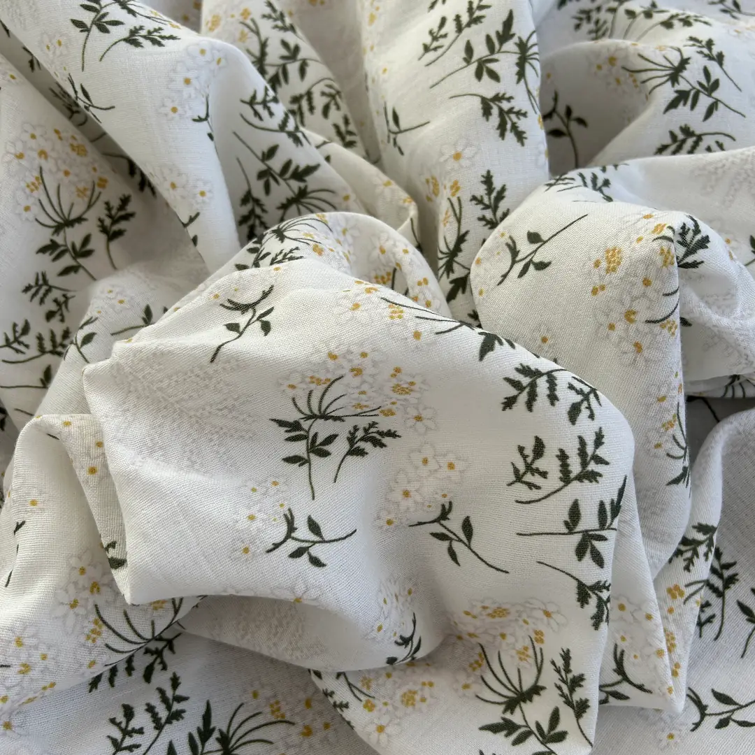 Toptan Müslin Kumaş/ Çiçek / Papatya Desenli / DRY - 183