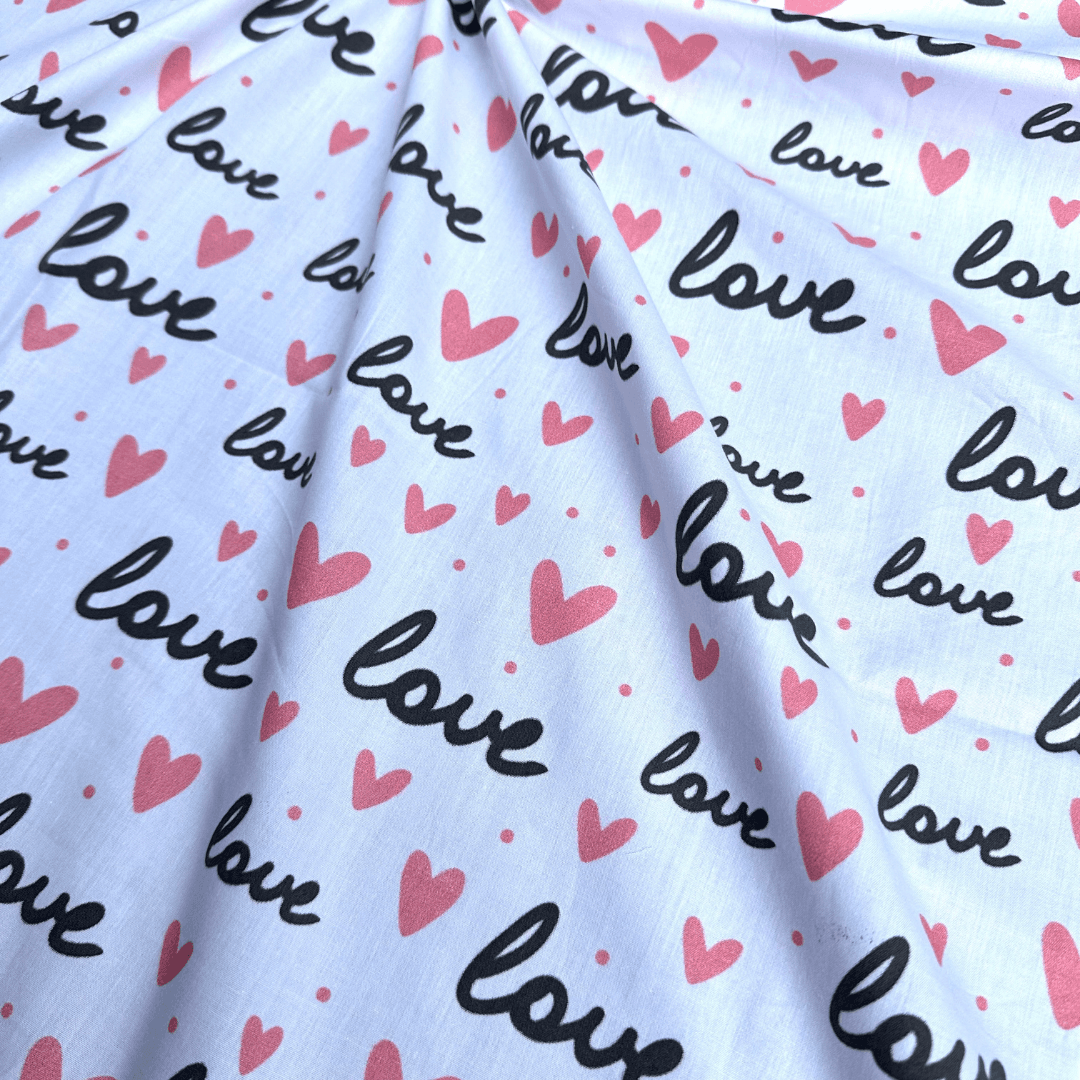 Love Desenli Pamuk Poplin Kumaş / DRY - 88