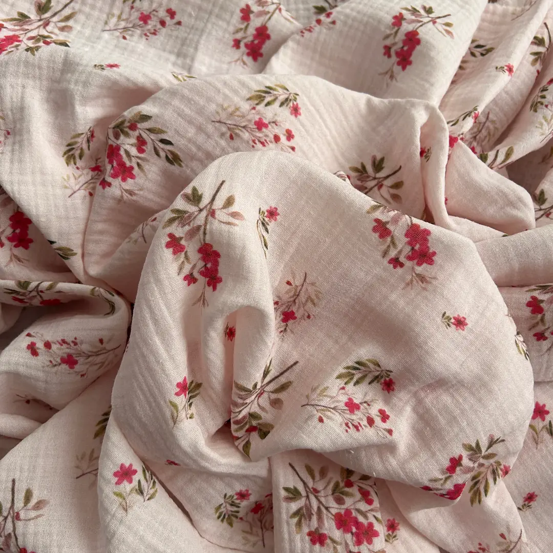 Toptan Müslin Kumaş / Çiçek Desenli / DRY - 211