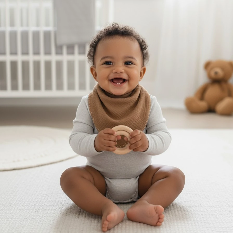 Çok Amaçlı 4N1 Müslin Bebek Önlük - Kahverengi