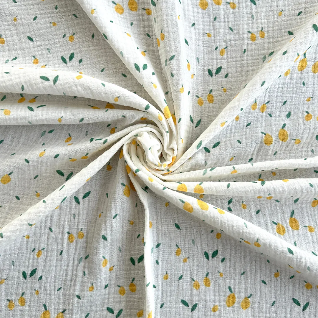 Toptan Müslin Kumaş / Limon Desenli / DRY - 129