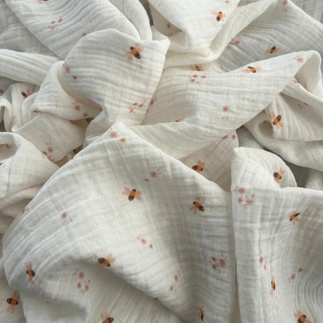 Çift Kat Müslin Kumaş / Arı Desenli / DRY 220