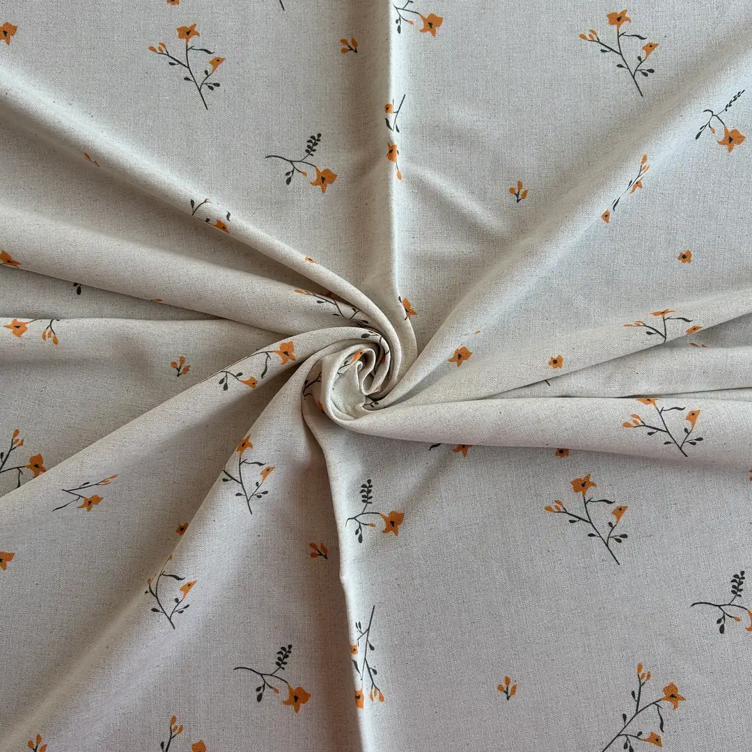 Toptan Viskon Keten Kumaş / Çıtır Çiçek Desenli / DRY - 167