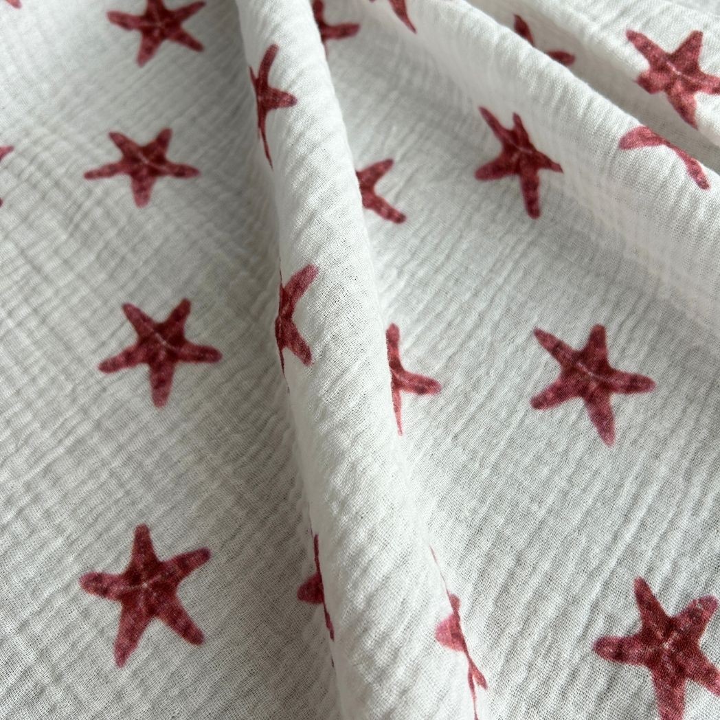 Çift Kat Müslin Kumaş / Deniz Yıldızı Desenli / DRY 228