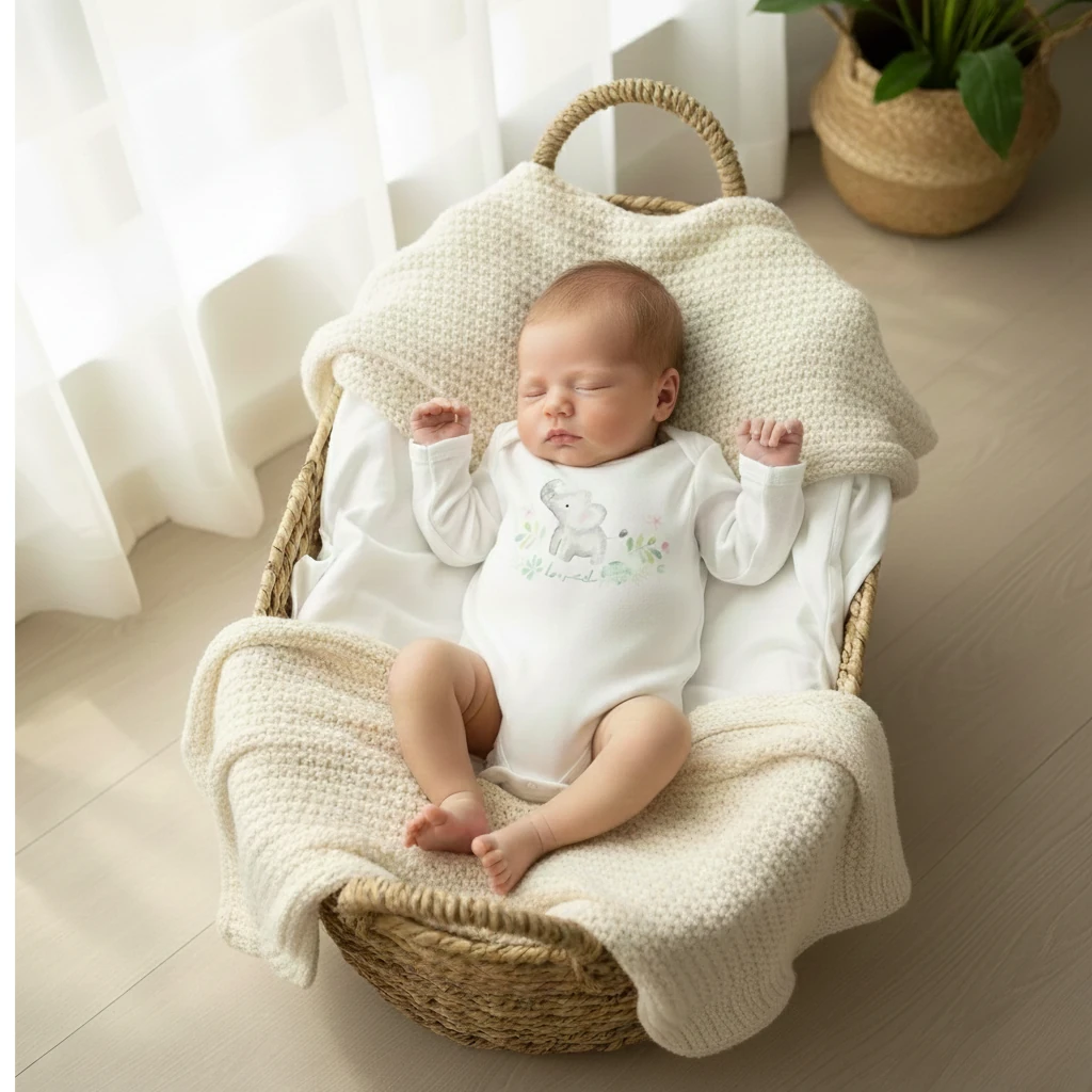 Fil Desenli Uzun Kollu Bebek Body | Yenidoğan & Bebek Giyim