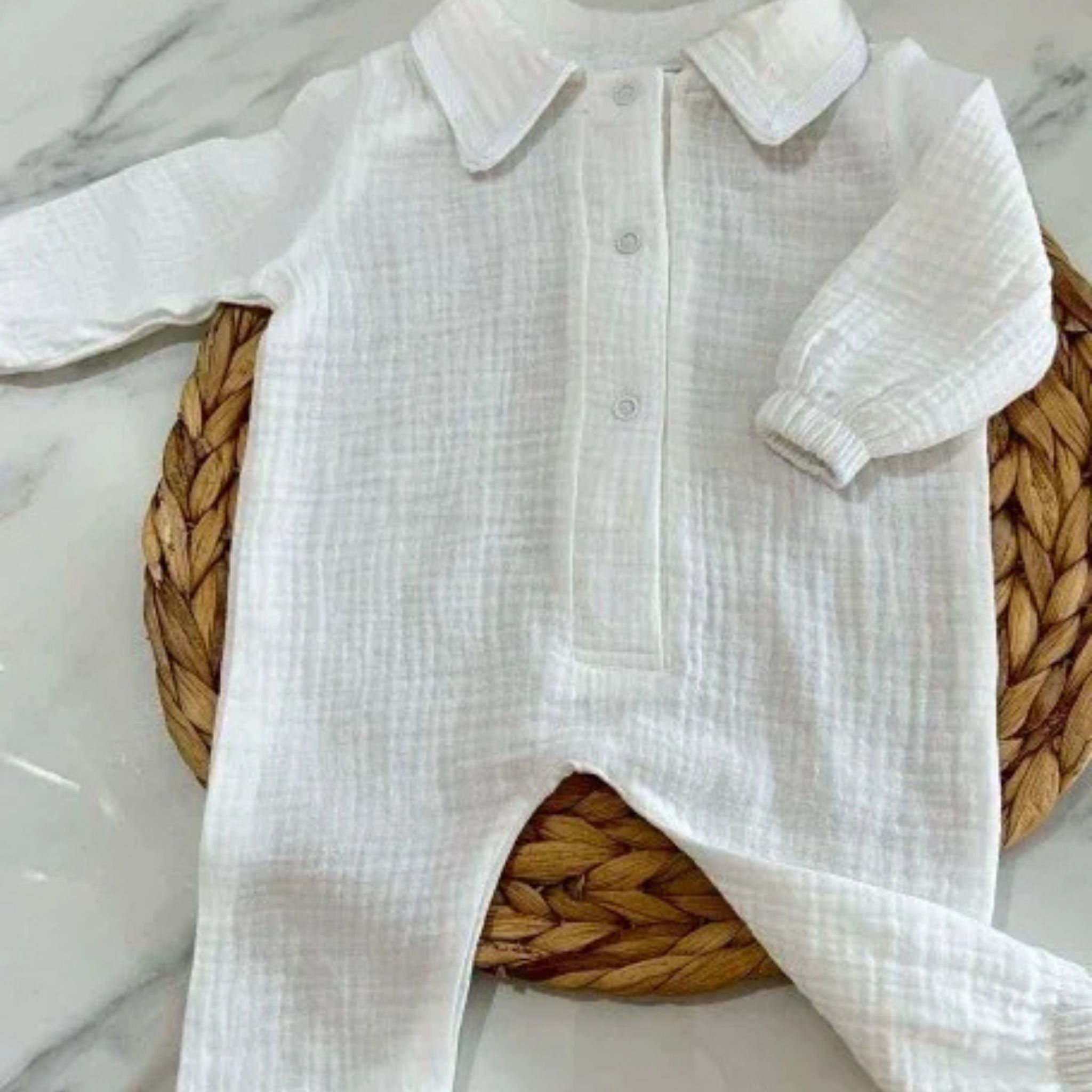 Erkek Bebek Tulum | Beyaz | Yenidoğan & Bebek Giyim | DLB 1009