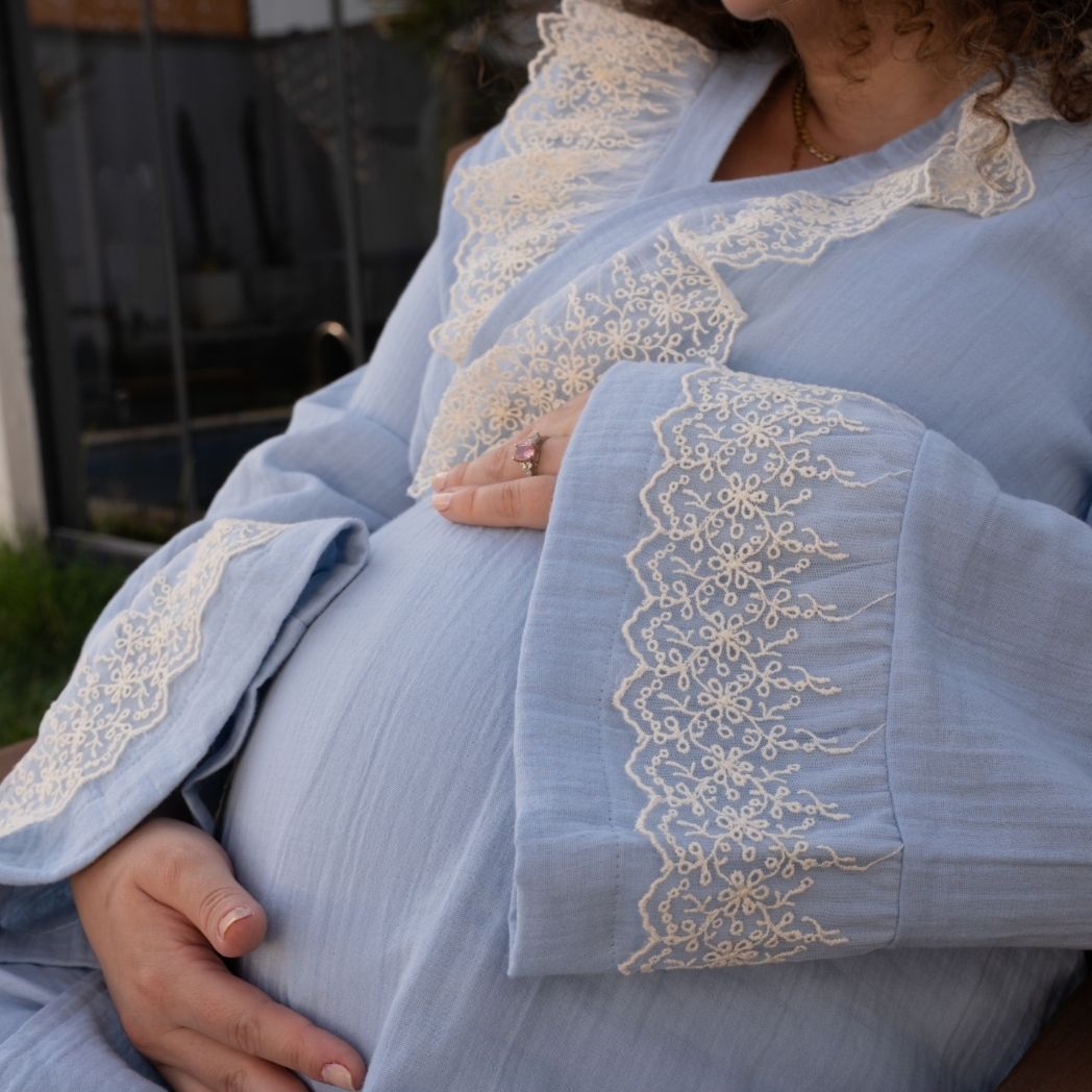 Pijama Takımı | Lohusa Takımı | Prenses Serisi - Bebe Mavi