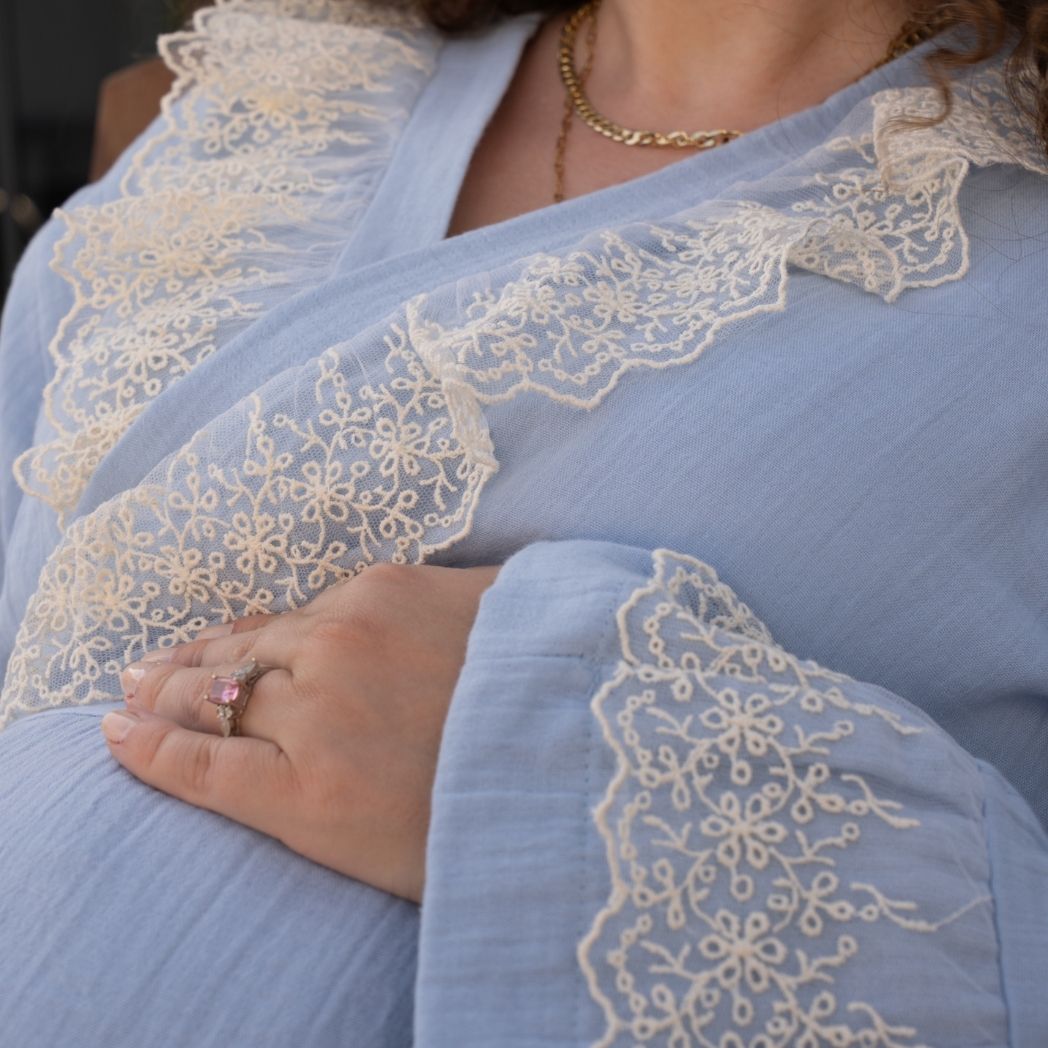 Pijama Takımı | Lohusa Takımı | Prenses Serisi - Bebe Mavi