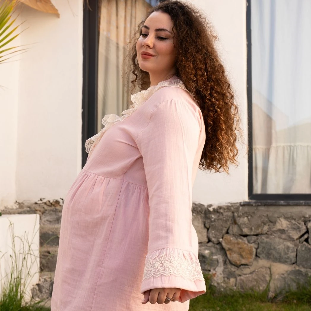 Pijama Takımı | Lohusa Takımı | Prenses Serisi - Pudra