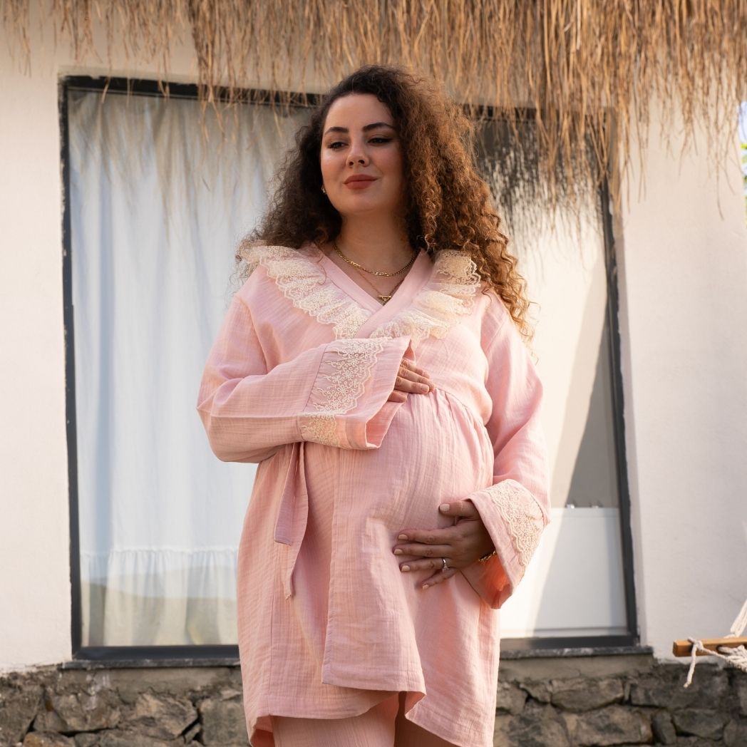 Pijama Takımı | Lohusa Takımı | Prenses Serisi - Pudra