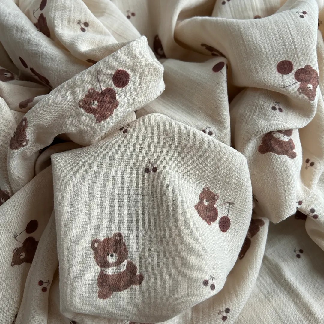 Toptan Müslin Kumaş / Bebek / Ayıcık Desenli  / DRY - 206