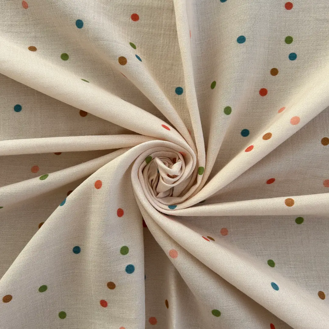 Toptan Müslin Kumaş / Puantiye Desenli / DRY - 207