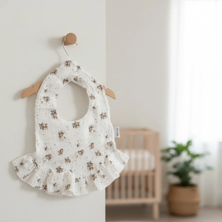 %100 Organik Müslin Önlük / Bebek Mama Önlüğü - Çıtır Çiçek