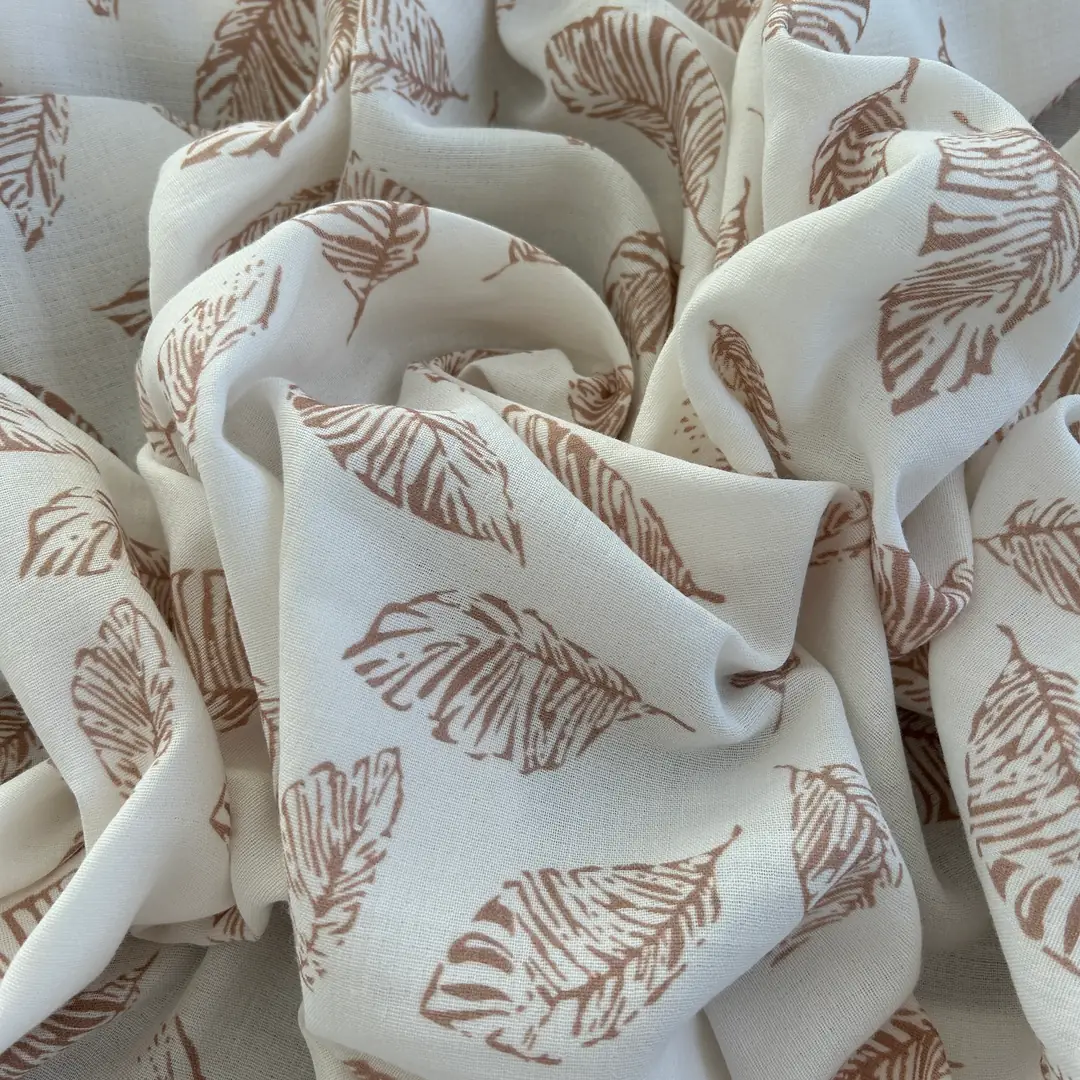 Toptan Müslin Kumaş / Yaprak Desenli / DRY - 195