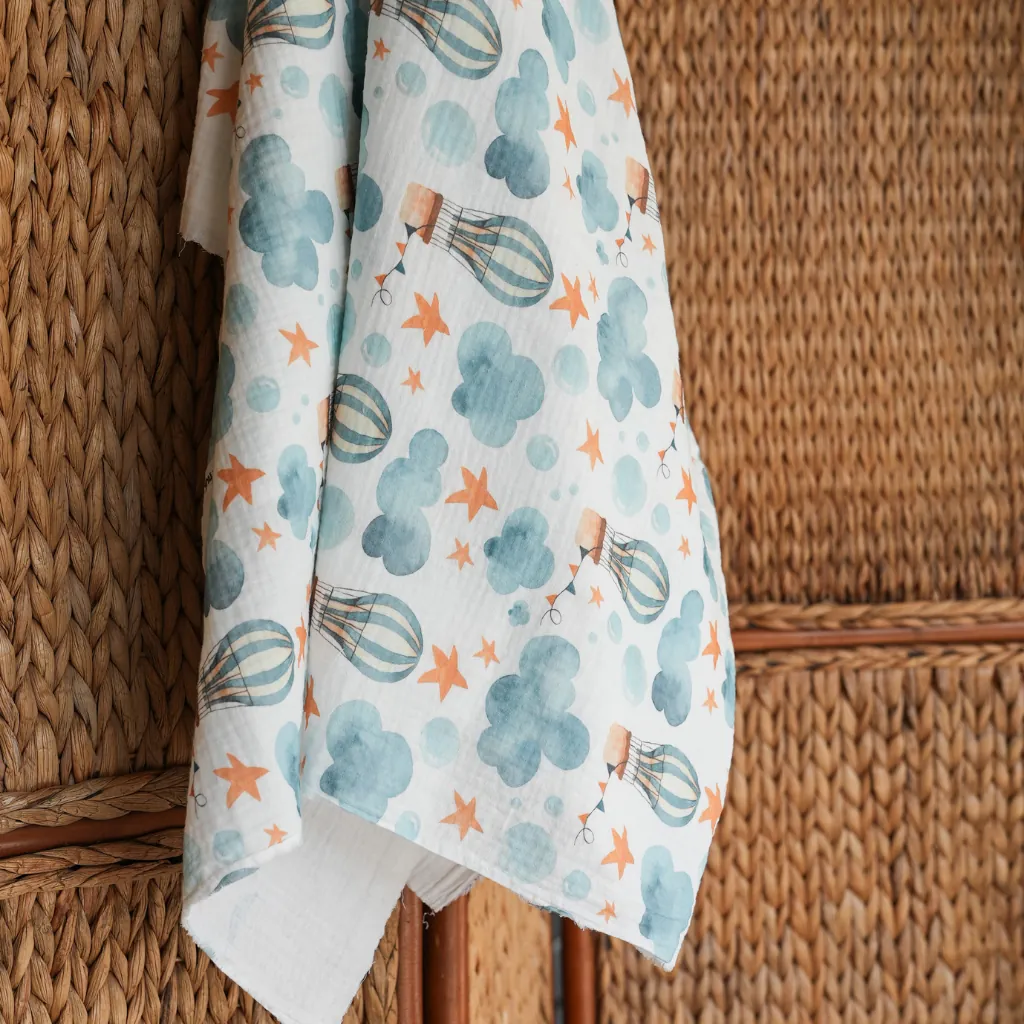 Toptan Müslin Kumaş / Çocuk / Bulut Desenli / DRY - 04