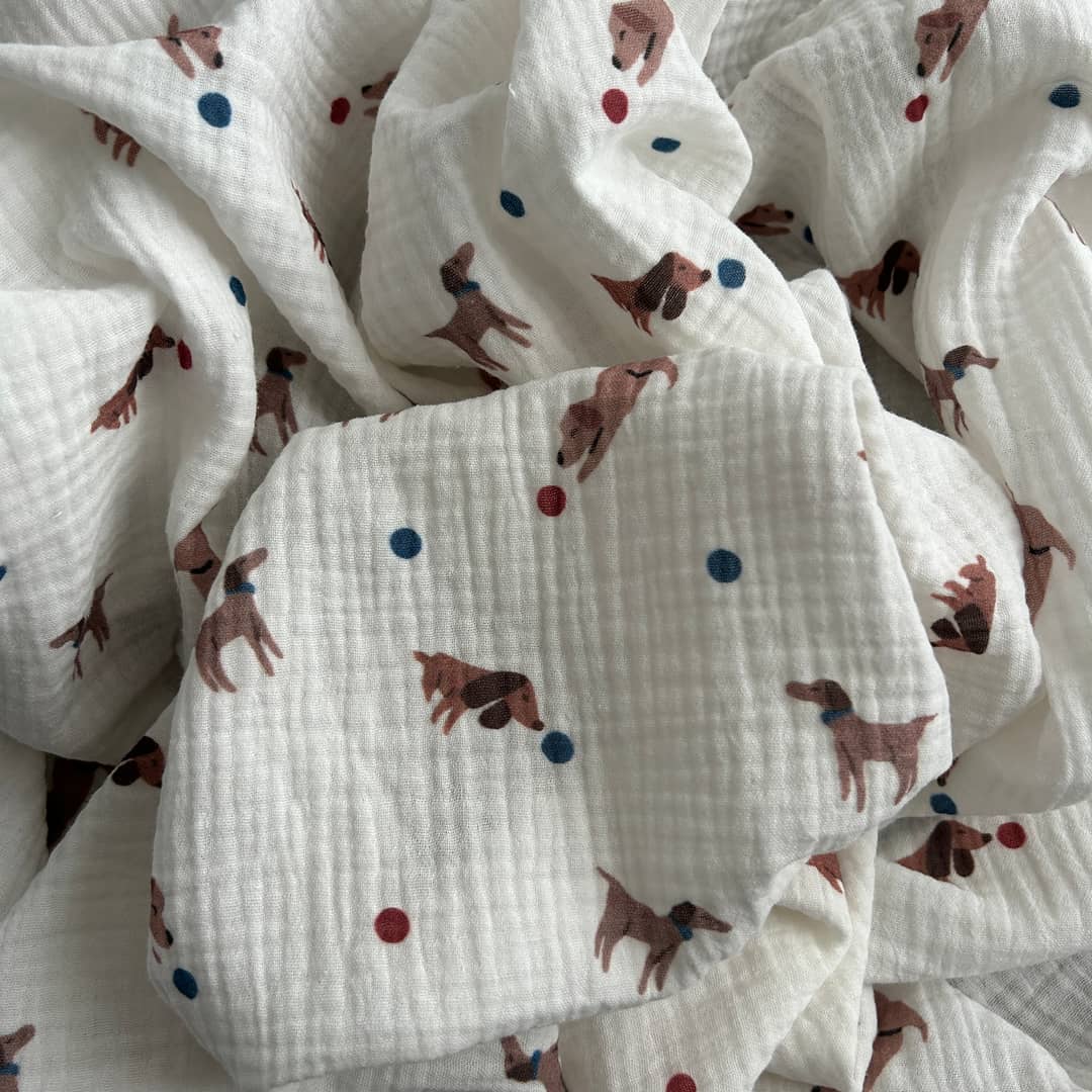 Toptan Müslin Kumaş / Köpek Desenli / DRY - 218