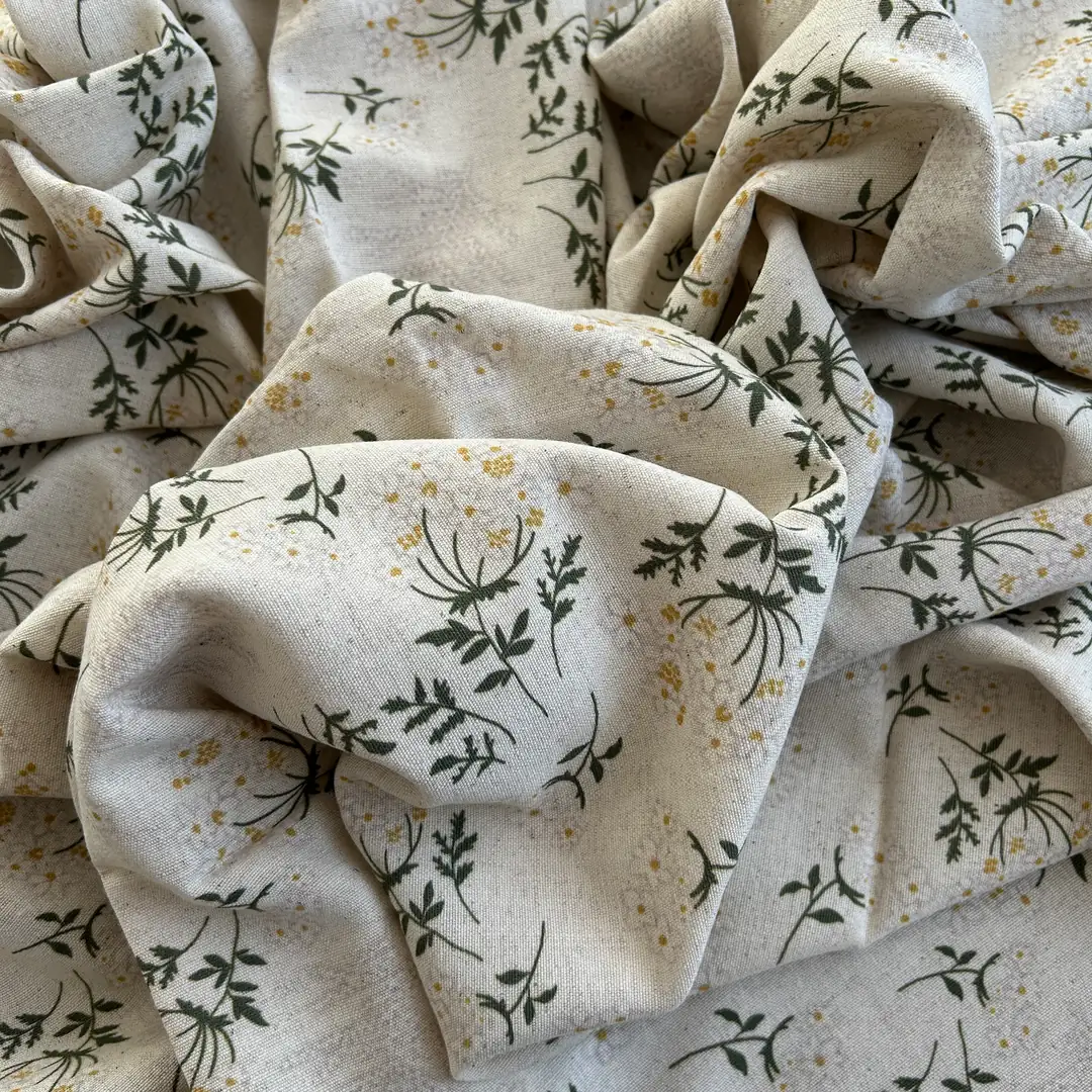 Toptan Viskon Keten Kumaş / Çiçek Desenli / DRY - 183