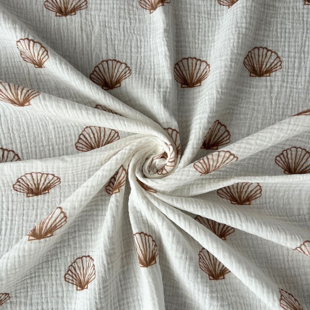 Toptan Müslin Kumaş / Deniz Kabuğu Desenli / DRY - 229v1