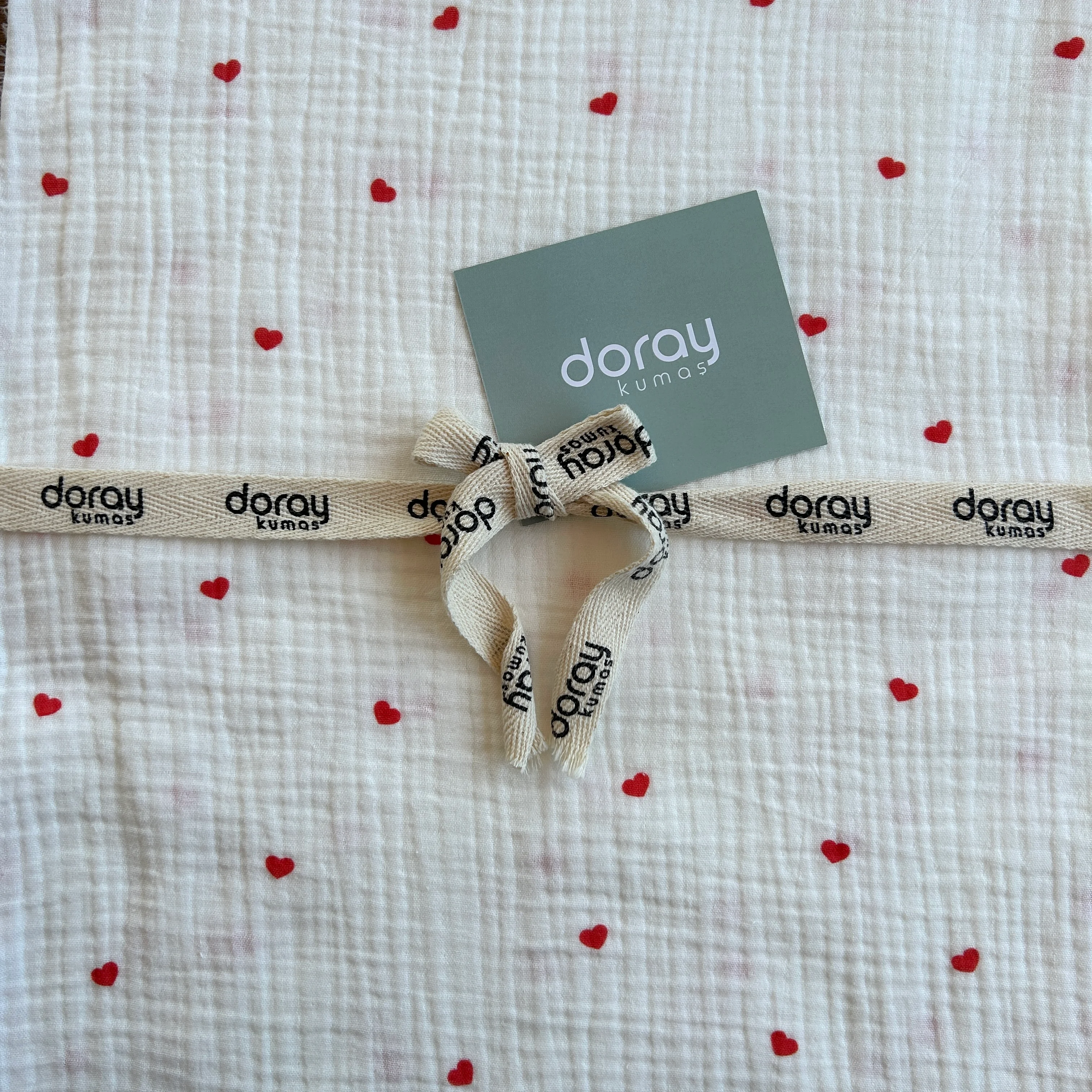 Tiny Heart Pattern Double Layer Cotton Muslin Fabric / DRY 148 
