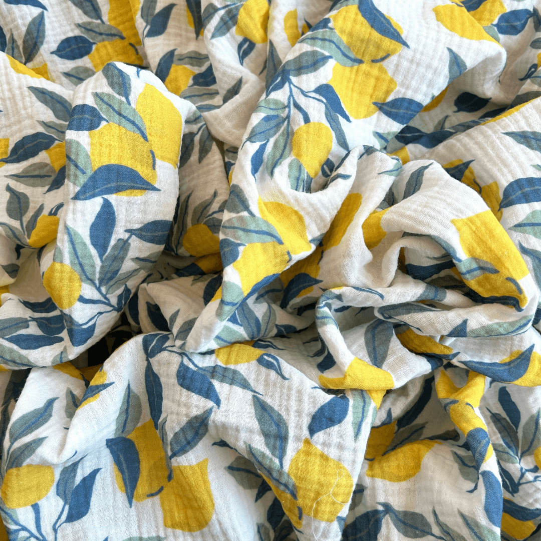 Lemon Pattern Double Layer Cotton Muslin Fabric / DRY 139 
