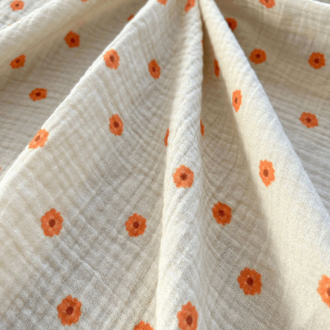 Tiny Crisp Flower Pattern Double Layer Cotton Muslin Fabric / DRY 140 
