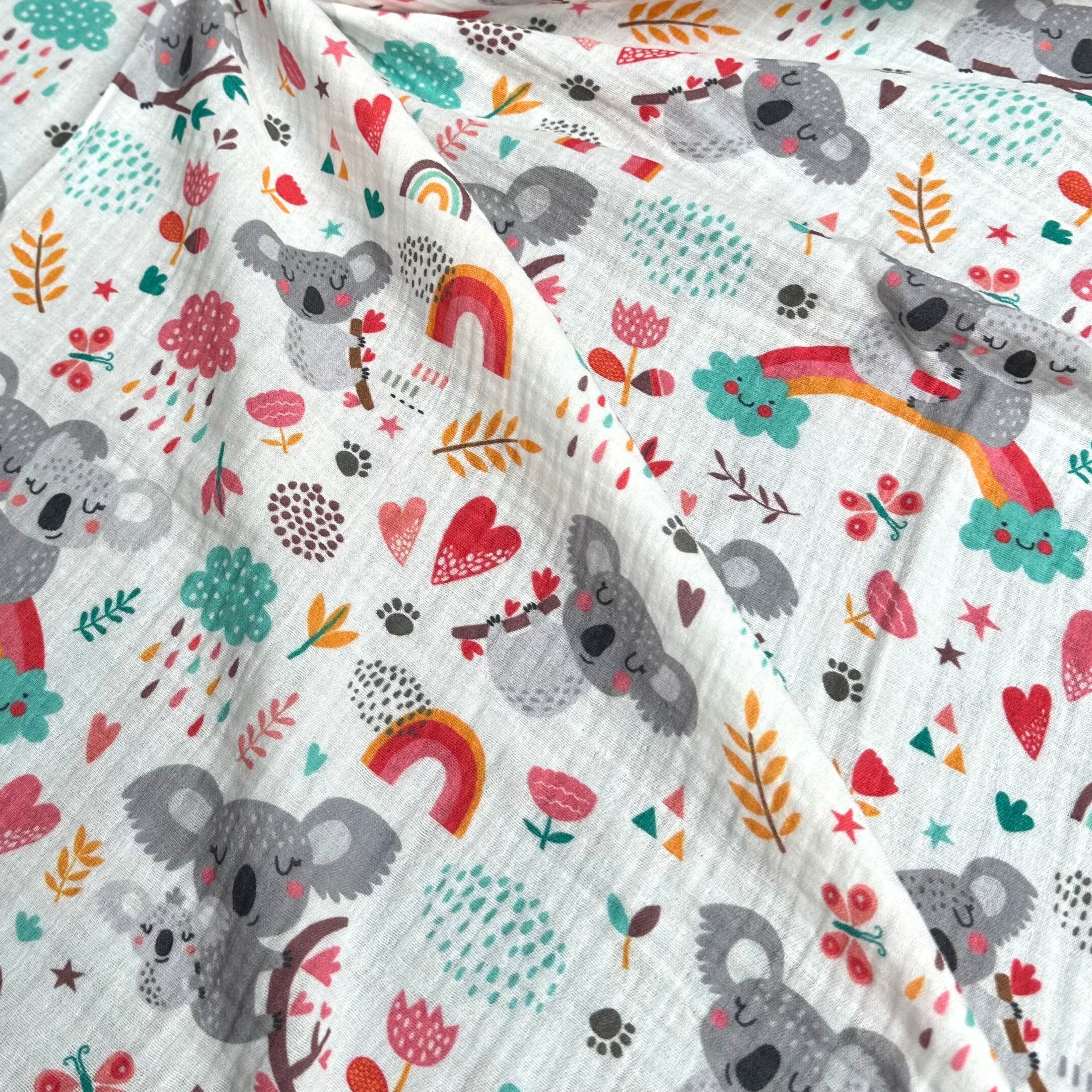 Koala Pattern Cotton Double Layer Muslin Fabric / DRY - 55 
