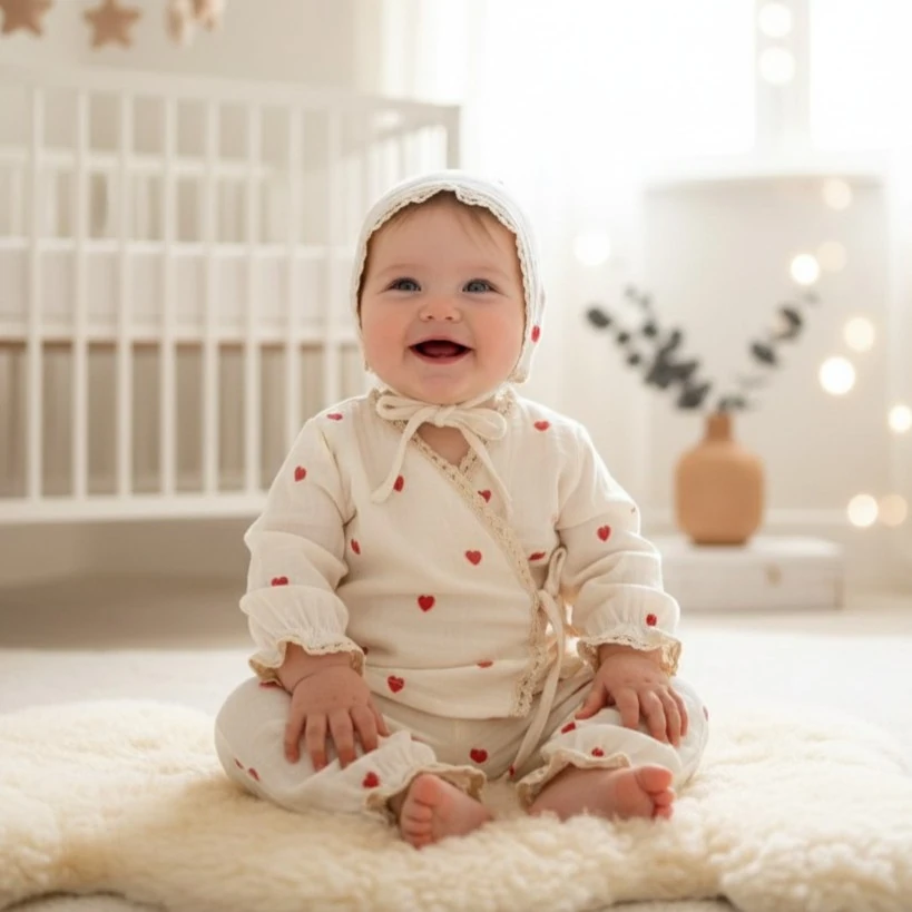 Anne Bebek Takımı | Kırmızı Kalp Desenli | DLB 1023