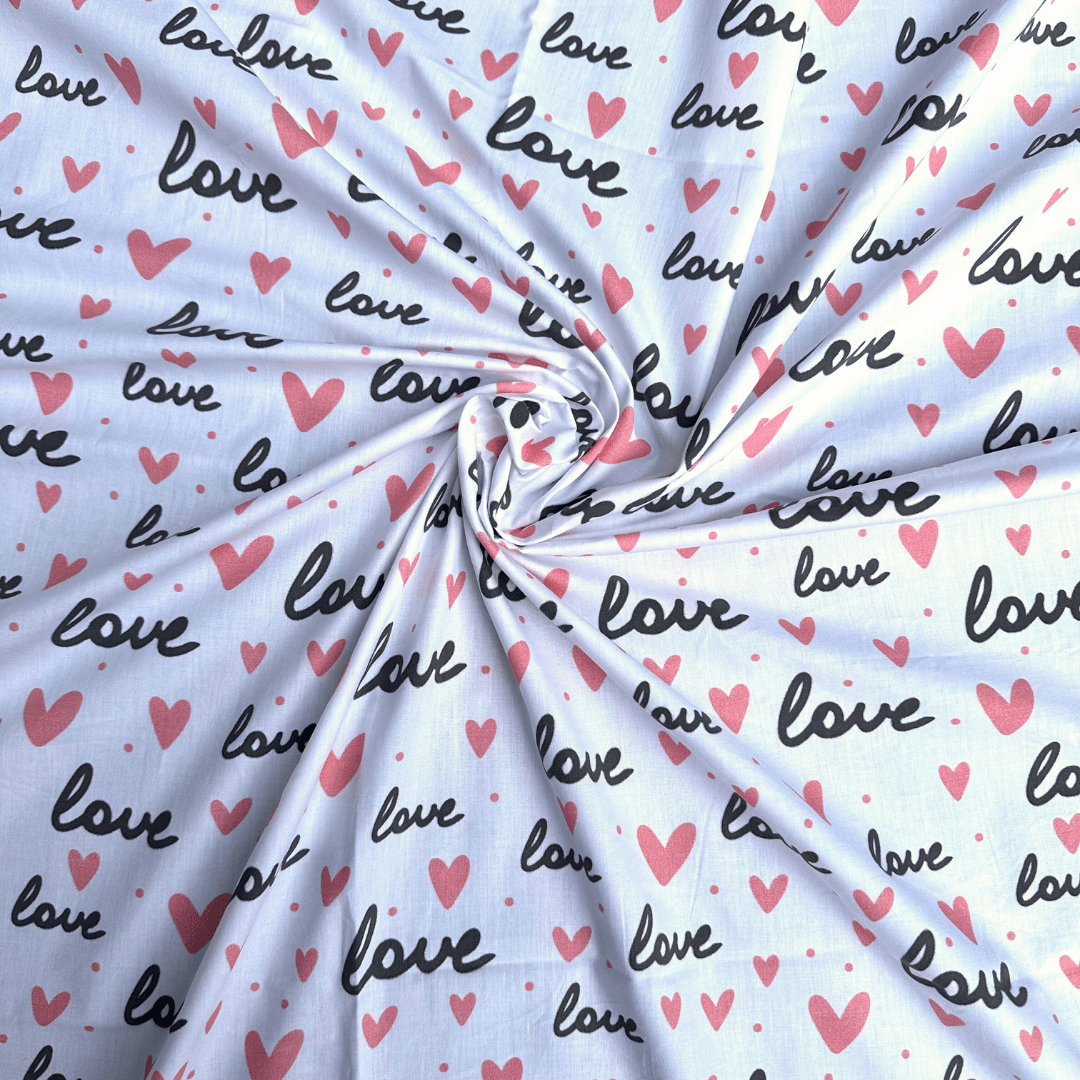 Love Desenli Pamuk Poplin Kumaş / DRY - 88