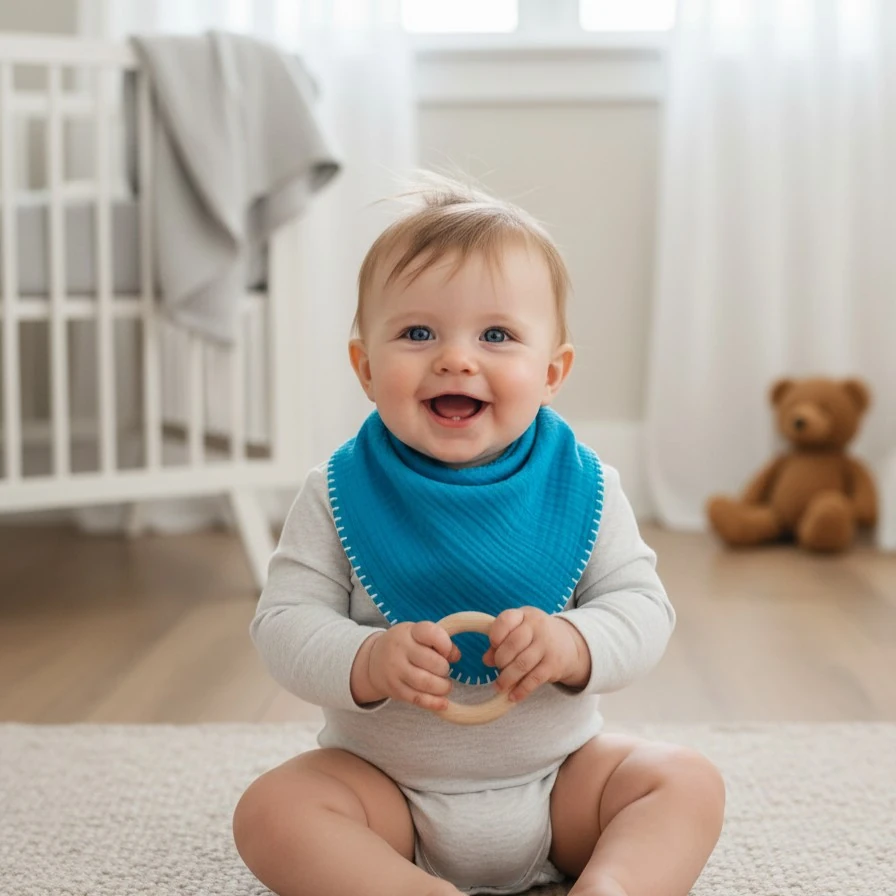 Çok Amaçlı 4N1 Müslin Bebek Önlük - Mavi