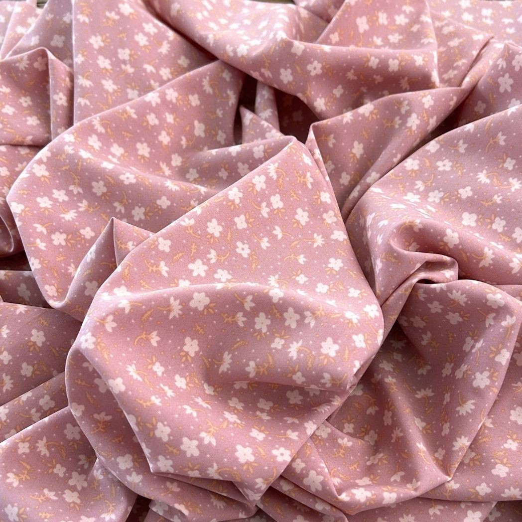Dress Woven Fabric / DRY 3007 - Pembe Çiçekli