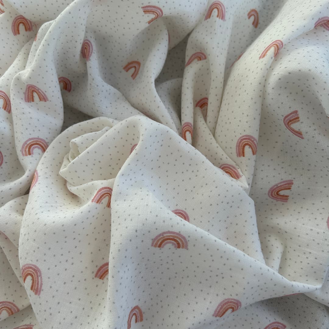 Toptan Müslin Kumaş / Bebek / Gökkuşağı Desenli / DRY - 203