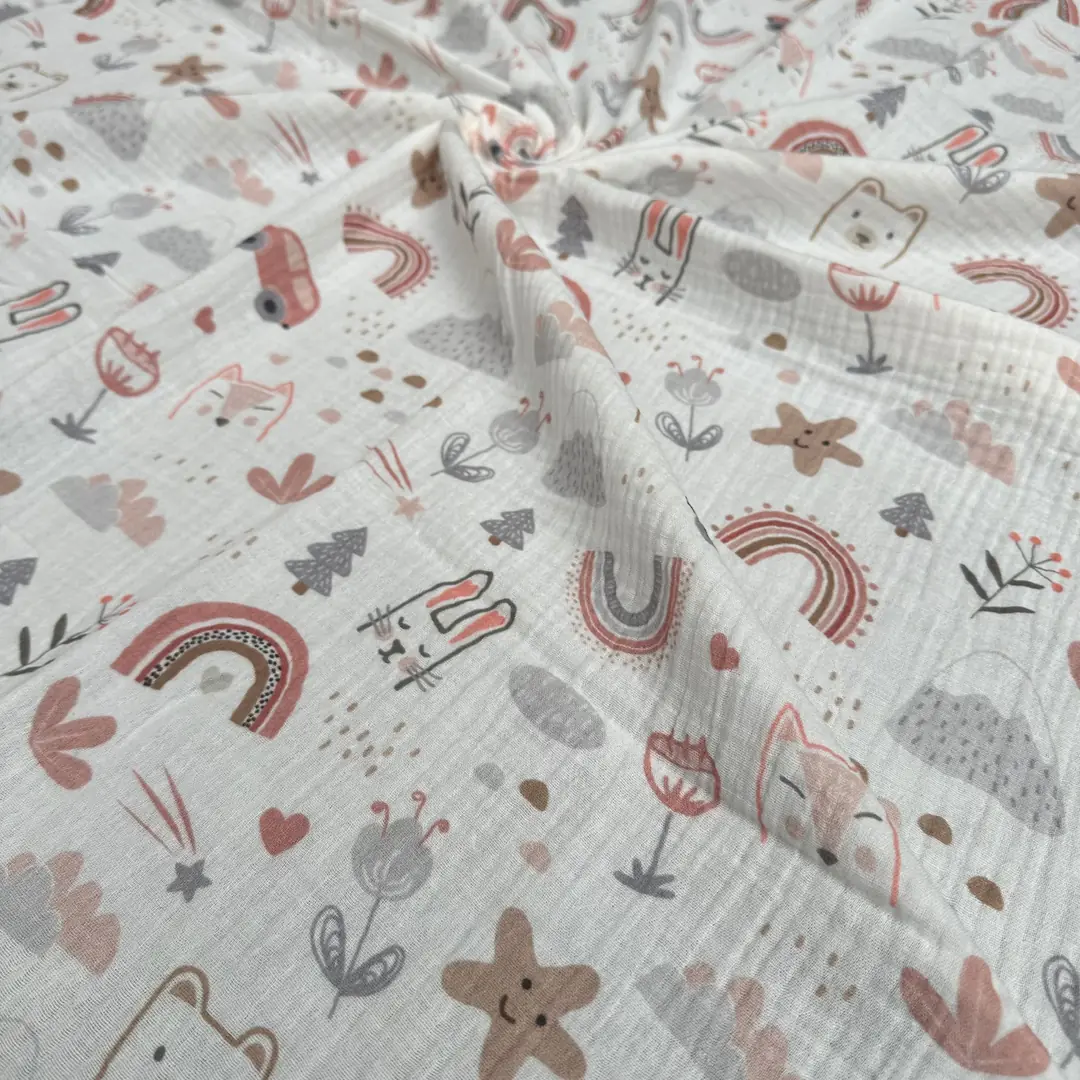 Toptan Müslin Kumaş / Gökkuşağı Desenli / DRY - 65