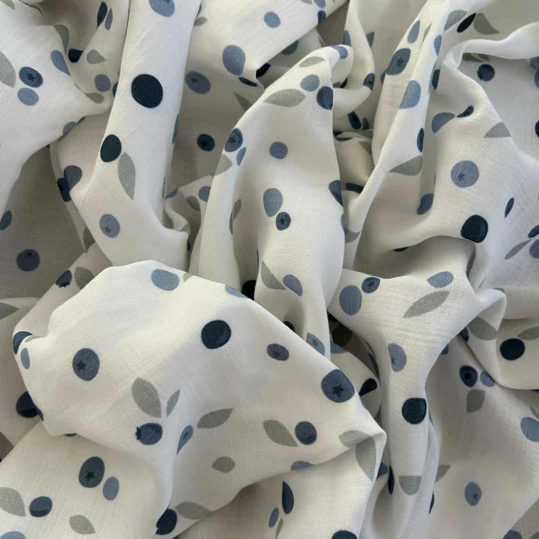 Toptan Müslin Kumaş / Meyve Yaban Mersini Desenli / DRY - 184