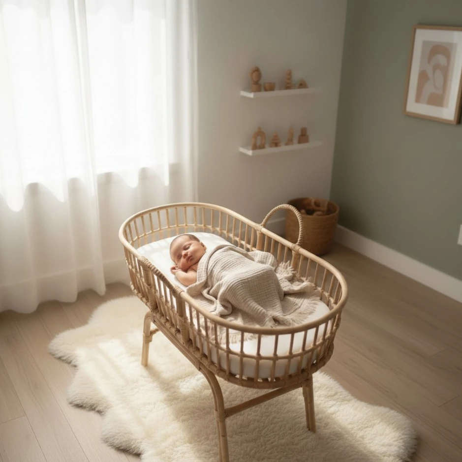 Beige Four-Layer Organic Cotton Muslin Baby Blanket
