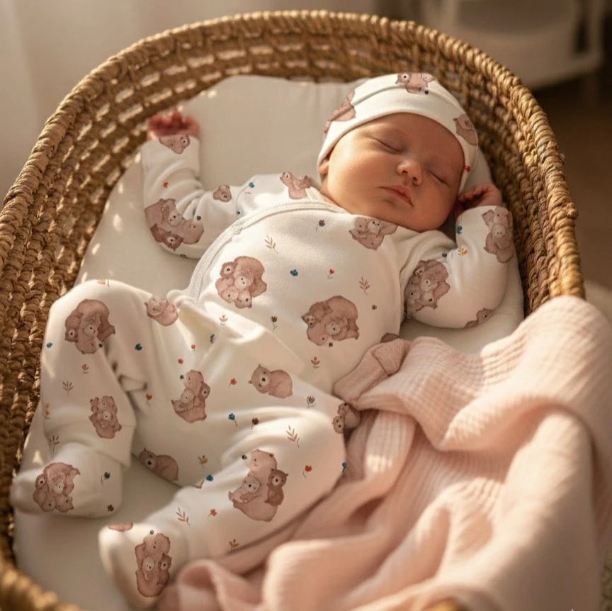 Alt Üst Takım 4'lü Set | Ayıcık Desenli | Yenidoğan & Bebek Giyim