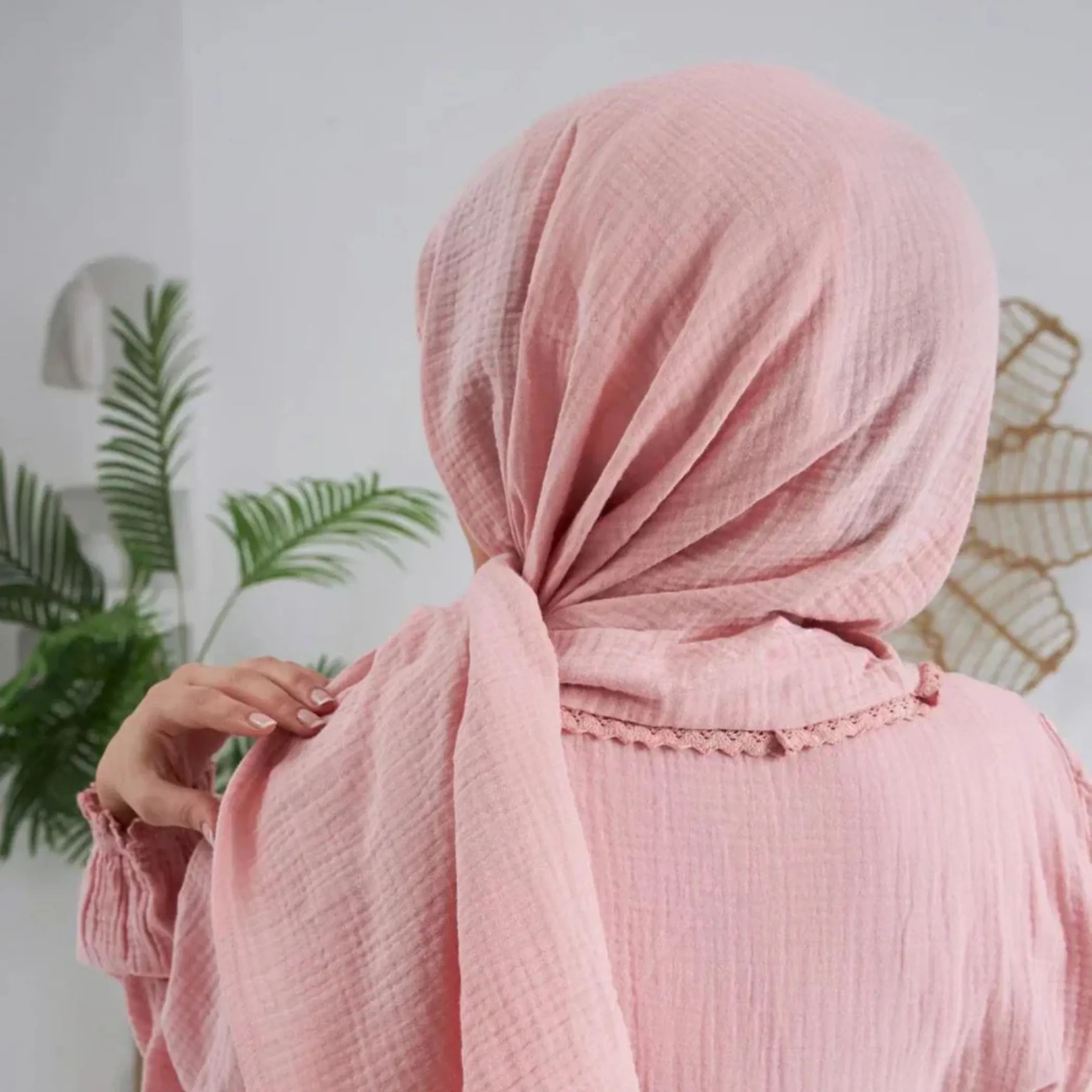 Pamuk Müslin Şal | Hafif ve Nefes Alan Kumaş | DLB 1022 - Pembe