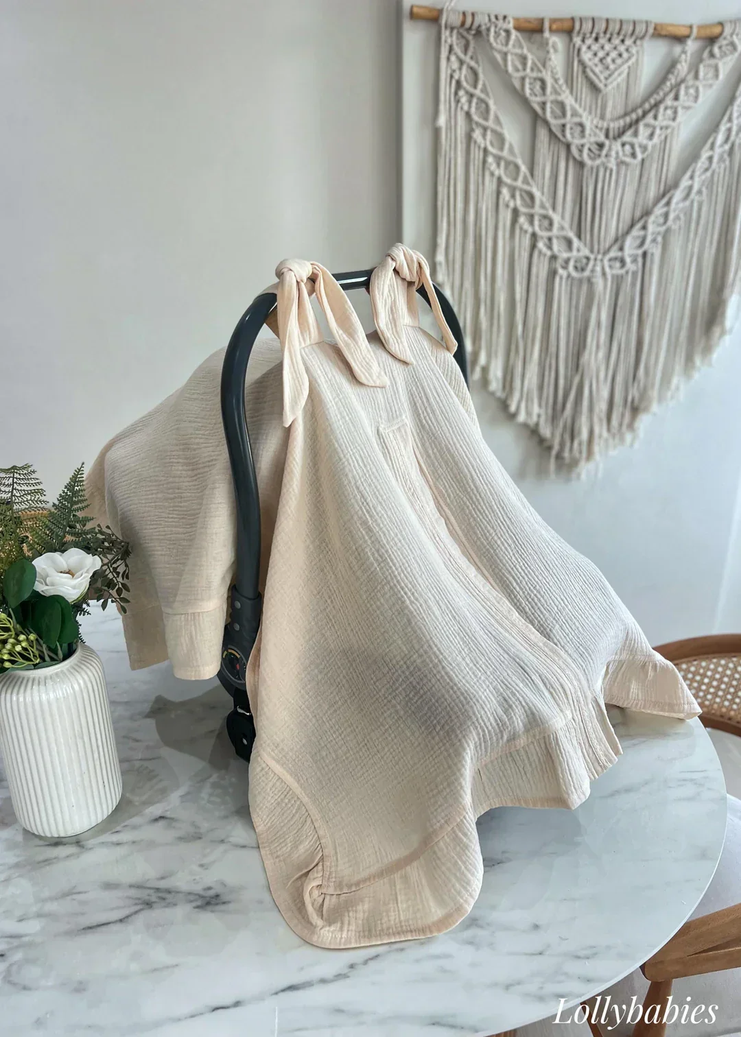 Müslin Puset Örtüsü | Bebek Aksesuarları - Krem