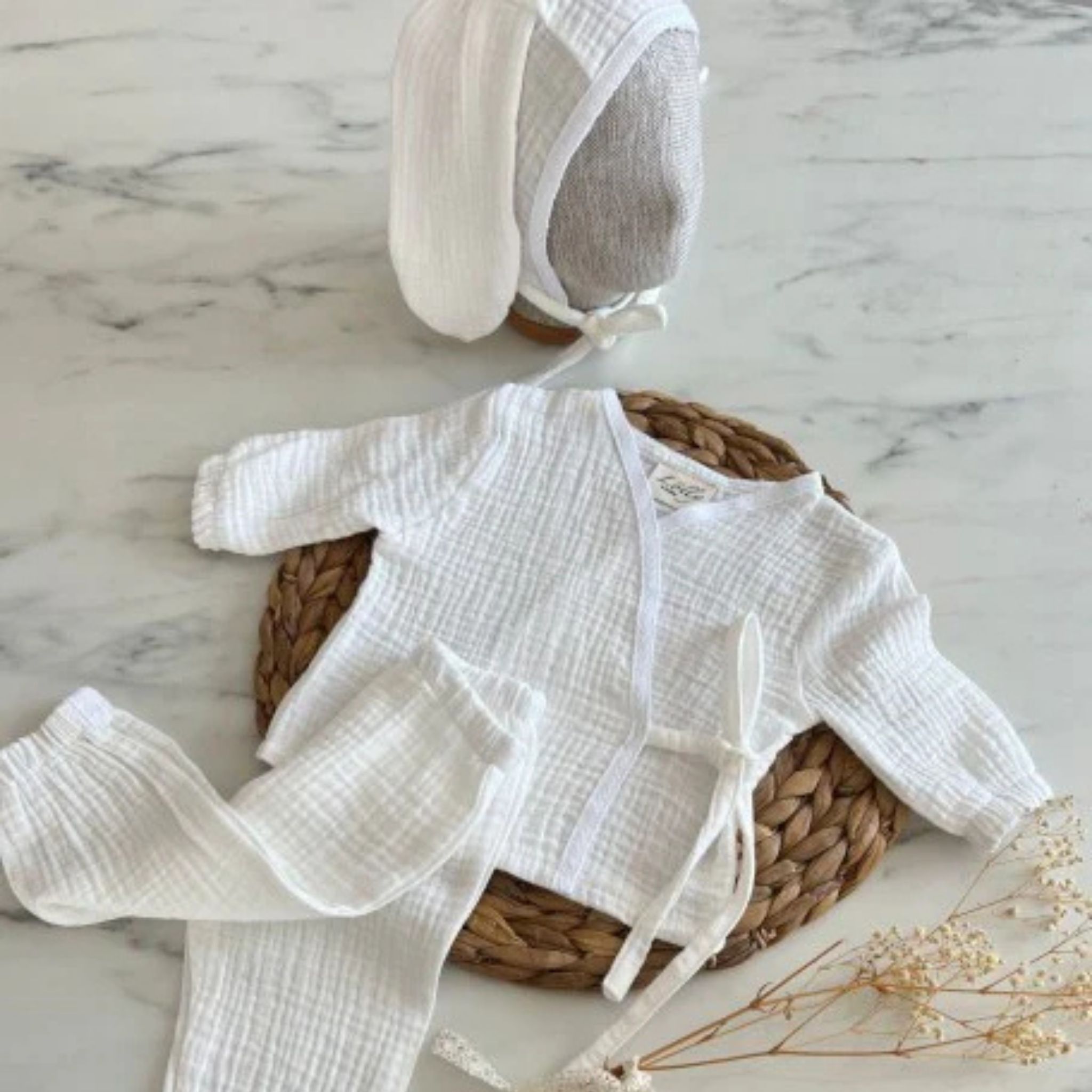 Erkek Bebek Alt Üst Takım 3'lü Set | Beyaz | Yenidoğan & Bebek Giyim | DLB 1008