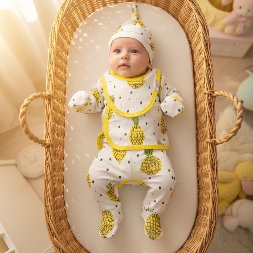 Ananas Desenli 5'li Set | Yenidoğan & Bebek Giyim