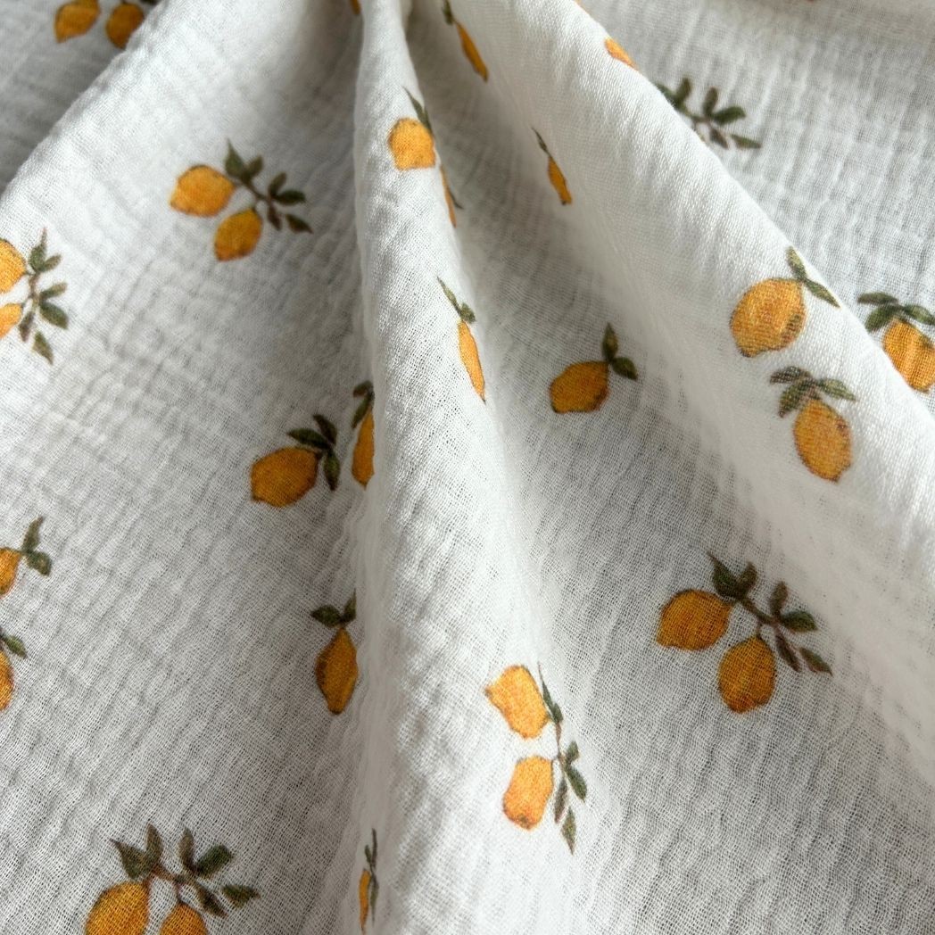Çift Kat Müslin Kumaş / Limon Desenli / DRY 226v1
