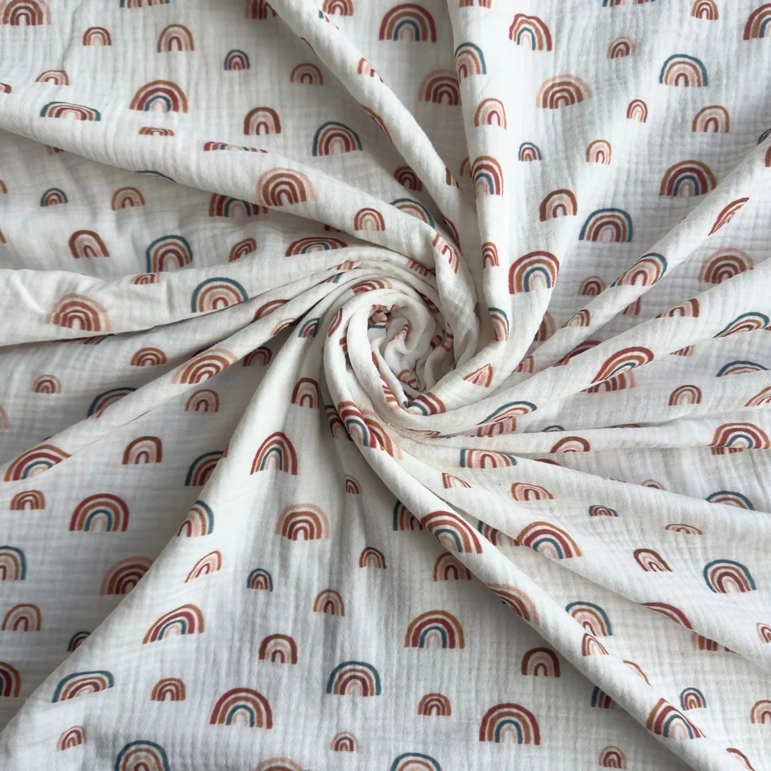 Toptan Müslin Kumaş / Gökkuşağı Desenli / DRY - 99