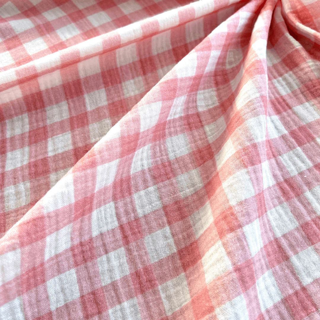 Plaid Pattern Double Layer Cotton Muslin Fabric / DRY 126 
