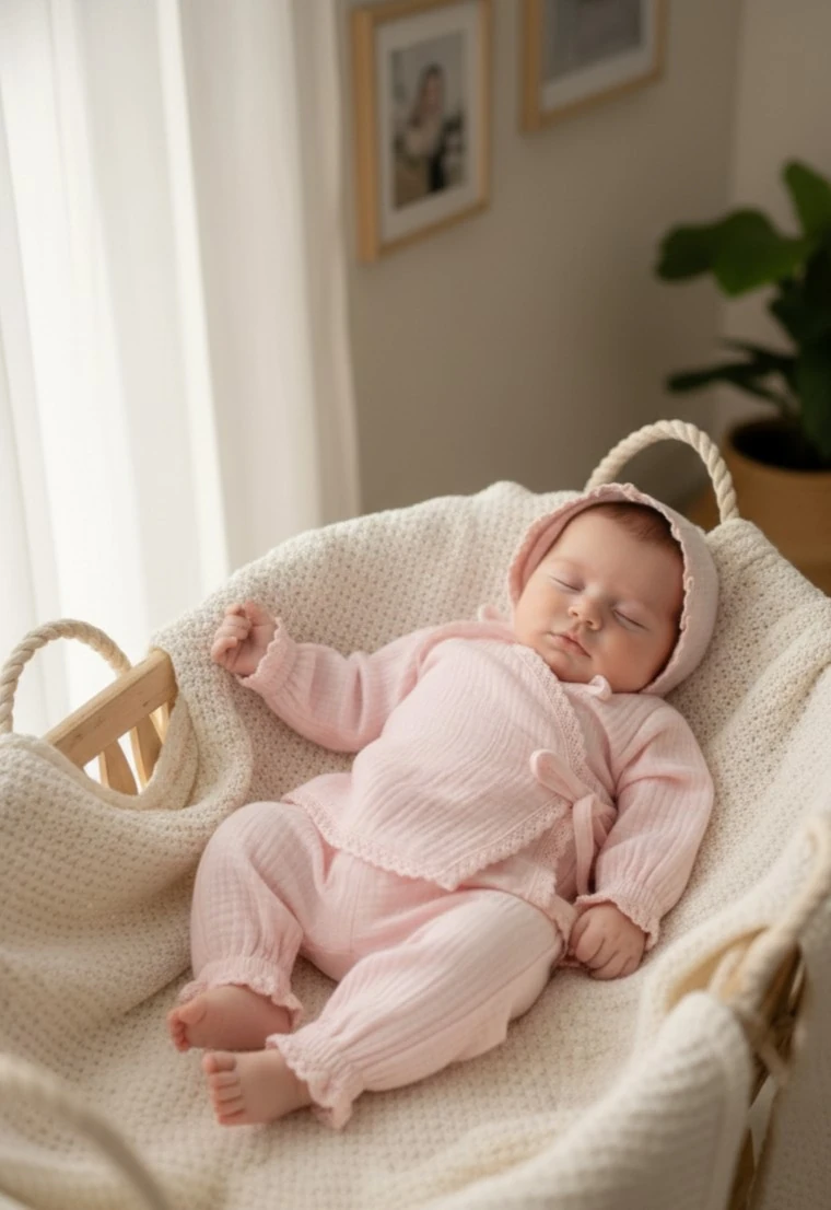 Kız Bebek Müslin Alt Üst Takım 3'lü Set | Yenidoğan & Bebek Giyim - Açık Pembe