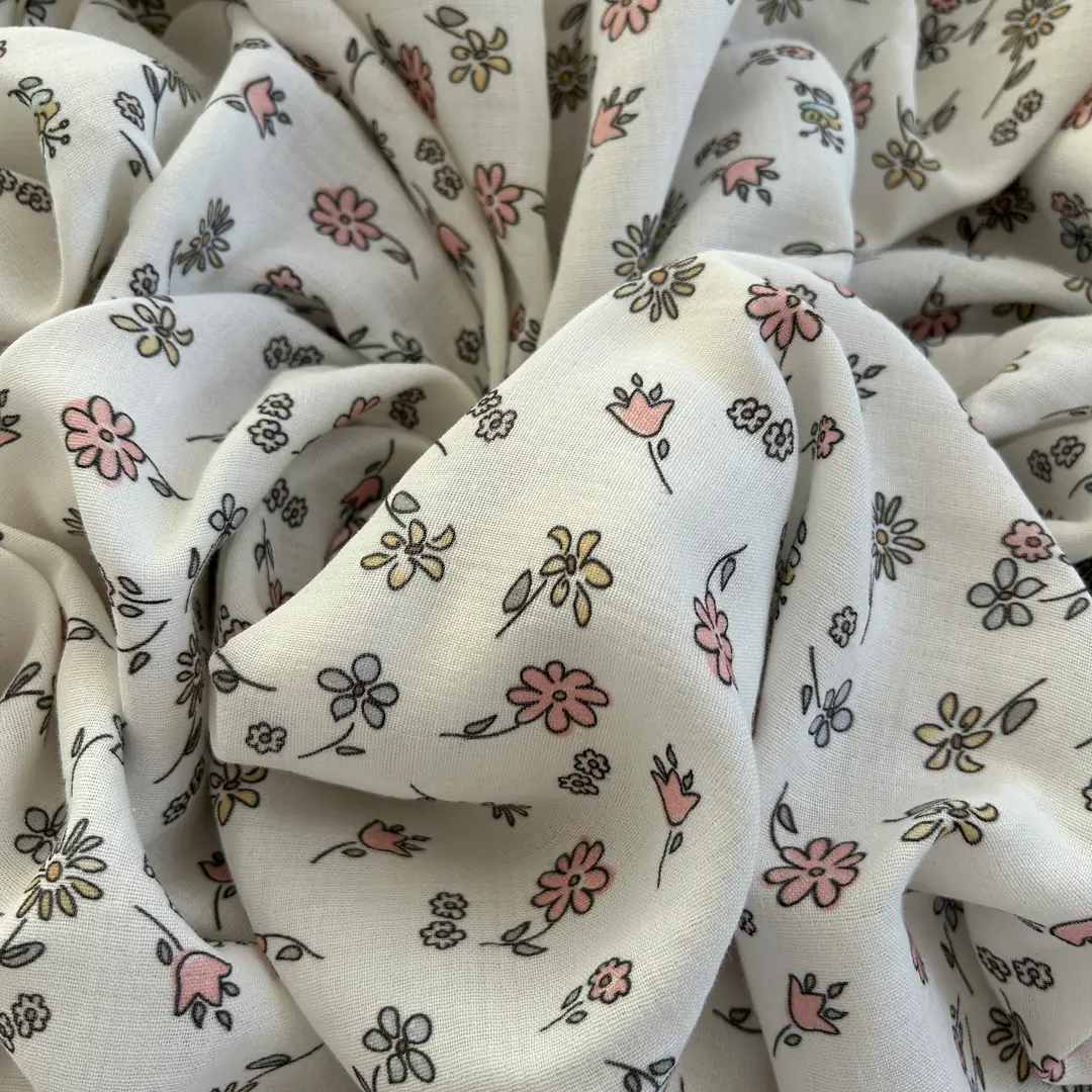 Toptan Müslin Kumaş / Çıtır Çiçek Desenli / DRY - 186